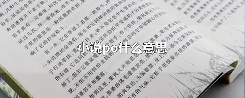 小说po什么意思-最新小说po什么意思整理解答