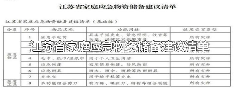 江苏省家庭应急物资储备建议清单-最新江苏省家庭应急物资储备建议清单整理解答