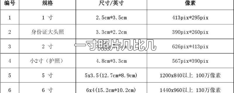 一寸照片几比几