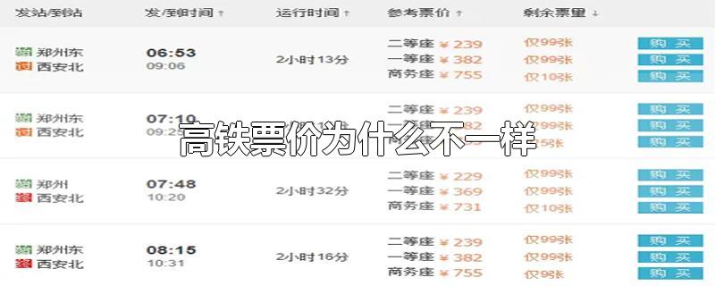 高铁票价为什么不一样-最新高铁票价为什么不一样整理解答
