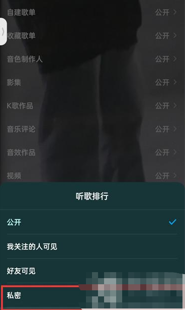 酷狗音乐听歌排行榜怎么设置不公开