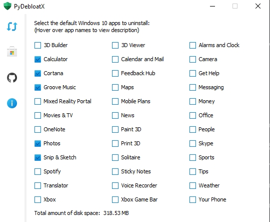 PyDebloatX(Win10预装应用卸载工具) v1.15下载-PC软件PyDebloatX(Win10预装应用卸载工具) v1.15下载