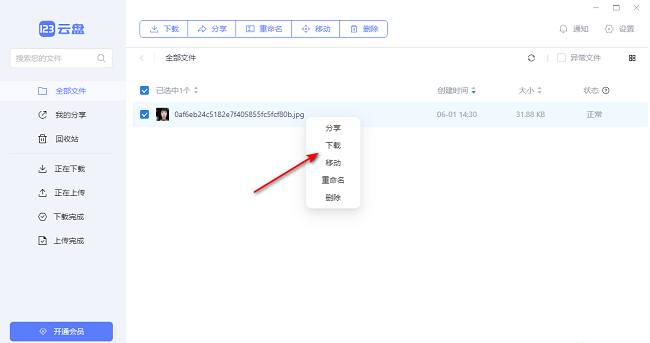 《123云盘》怎么下载文件